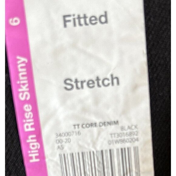 Time and Tru Womens Fitted HIGH RISE SKINNY Jean Black Denim Size 6 NEW - Picture 4 of 5